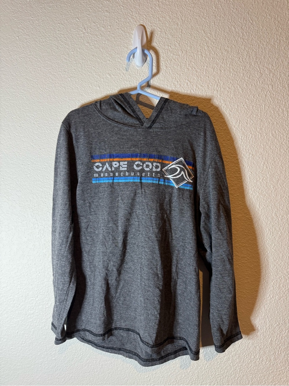 Cape Cod Massachusetts Gray Hooded Long Sleeve Tee